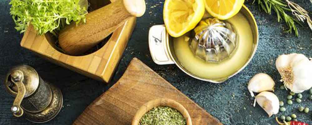 Spices, lemon and herbs